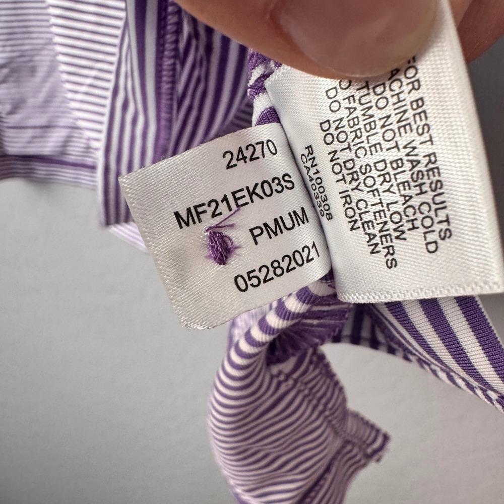 Peter Millar Summer Comfort Polo Shirt Purple Striped Golf Mens XL - Picture 6 of 7